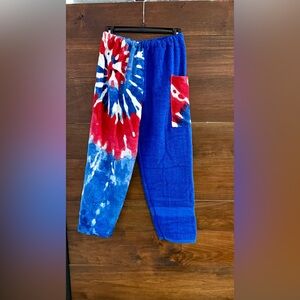 Towel pants red white and blue tie dye